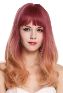 Perücke Damenperücke lang Pony glatt lockige Spitzen Lila Orange Blond Balayage - Bild 1 von 4