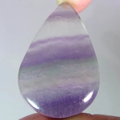 53.20 Cts, Natural Purple Fluorite Pear Shape Cabochon Loose Gemstone 25X39X6 mm - Image 1 of 4