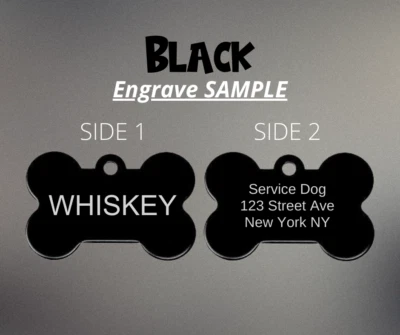 ETIQUETA PERSONALIZADA GRABADA CON LÁSER PARA MASCOTAS IDENTIFICACIÓN PERRO GATO ETIQUETAS CON NOMBRE DOBLE CARA Foto 1 de 4