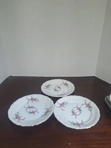 Set Of 3 Royal Kent Bavarian Rose 6.5inch Dessert Plates Made In Poland - Picture 1 of 6