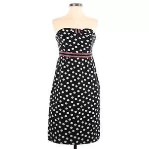 MAEVE x ANTHROPOLOGIE abito donna 4 nero a pois senza spalline midi nastro preppy - Foto 1 di 11