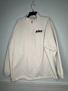 Prince Tennis Pullover Sweatshirt Large 1/4 Zip White Heavy Weight Vintage Y2K - Picture 1 of 4