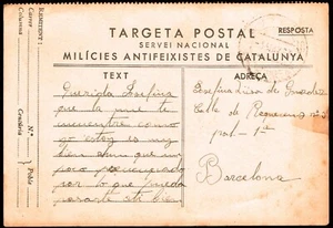 España - Guerra Civil - T"Targeta Postal - Resposta - Milíces Antifexistes ..." - Imagen 1 de 1