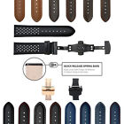 PERFORATED LEATHER RALLY WATCH STRAP BAND - QUICK RELEASE 18-19-20-21-22-23-24MM