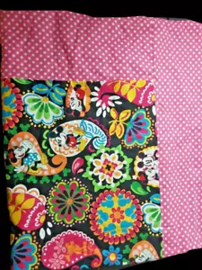Handgefertigte Babydecke aus Vera Bradley Stoff & Minky Sterne Punkte Mickey Mouse - Bild 1 von 3