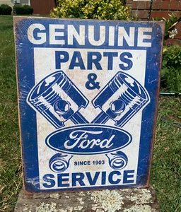 Genuine Ford Tin Metal Sign 1903 Auto Service Parts Pistons Garage Motors - Picture 1 of 3