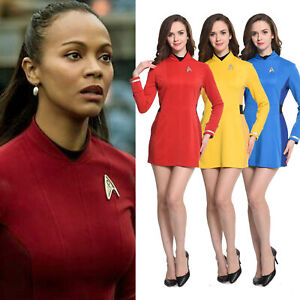 Star Trek Beyond Nyota Uhurae rot blau gelb Kleid Cosplay Karnevalskostüm