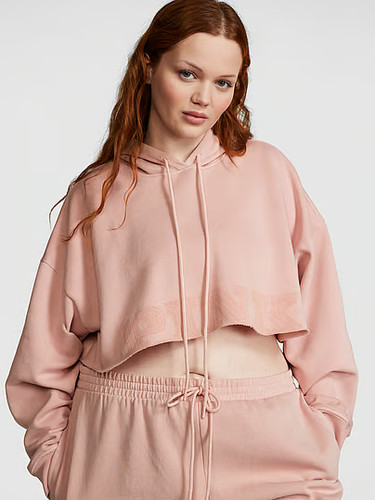 UNDERCOVER Felpa con cappuccio Victoria's Secret ROSA Collection Ivy Fleece Super Cropped Taglia Medium