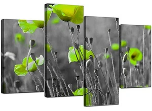 Cuadros grandes de arte de pared de lienzo de cocina con flores verdes lima 4138 - Imagen 1 de 9