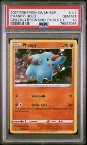 PSA 10 GEM MINT SWIRL Phanpy SWSH117 Black Star Promos Holo Pokémon 2021 POP 3 - Picture 1 of 4
