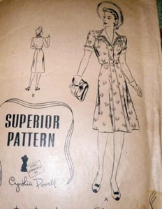 *LOVELY VTG 1940s DRESS SUPERIOR Sewing Pattern 14/32 - Picture 1 of 1