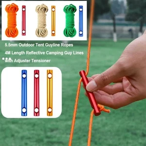 4M Length Reflective Camping Guy Lines 5.5mm Adjustment Buckles Tarp Canopy - Picture 1 of 15