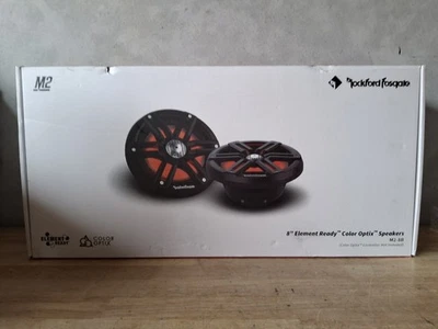 Rockford Fosgate M2-8B 8" Marine Coaxial 2-Way Speakers Pair RF Color Optix LED - Image 1 of 4