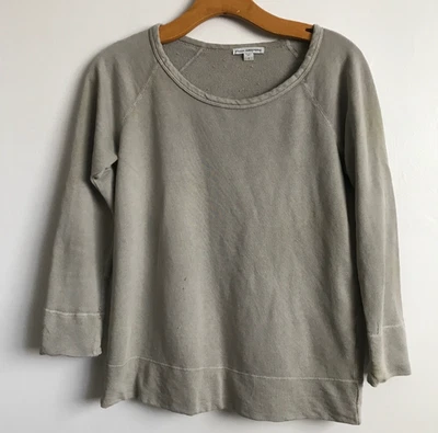 Sudadera Estándar James Perse Mujer 1 Pequeña Gris Manga Larga Pullover DEFECTUOSA Foto 1 de 4