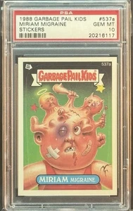 1988 GARBAGE PAIL KIDS SERIES 13 #537A MIRIAM MIGRAINE PSA 10 GEM MINT - Picture 1 of 2