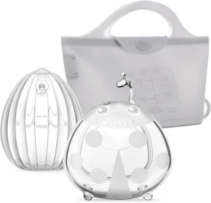 haakaa Silicone Breast Pump & Steriliser Bag,2-in-1 Hands-Free,2-Pack 75ml Pumps - Picture 1 of 6