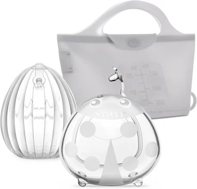 haakaa Silicone Breast Pump & Steriliser Bag,2-in-1 Hands-Free,2-Pack 75ml Pumps - Image 1 of 4