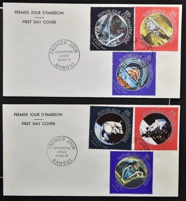 Central AFRICA 1971 SPACE, Cpl Set on 2 Covers/FDC, Gagarin,Apollo,Gemini,Rocket - Image 1 of 2