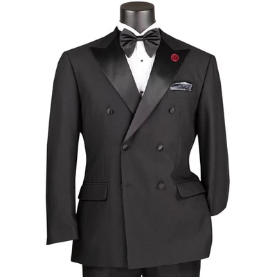 BIG & TALL Men's Black Double-Breasted Modern Fit Tuxedo w/ Flex Waist NWT - Image 1 of 4