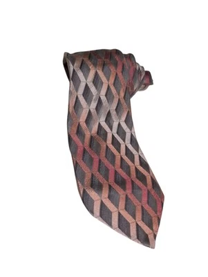 Gravata masculina Gianfranco Ruffini Itália 100% seda italiana feita nos EUA coral/cinza  - Imagem 1 de 3