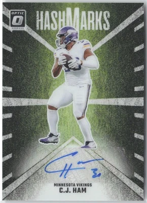 C.J. Ham 2024 Donruss Optic Hash Marks HM-CHM Auto Minnesota Vikings - Image 1 of 2