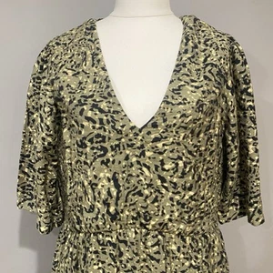 CITY CHIC Khaki Camo Print Dress Size XXS/AU12-14 Elastic Ruched Side Panels - Picture 1 of 7