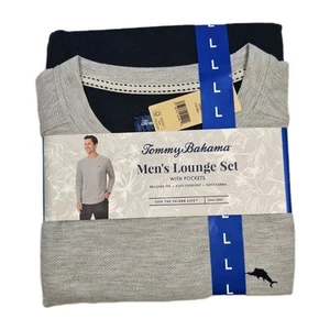 Tommy Bahama Men’s 2-Piece Relaxed Fit Lounge Set, Gray, Size L - Picture 1 of 3