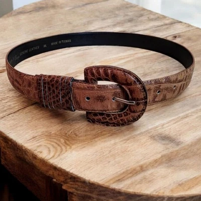 Cinturón Fashions By HUGO Cuero Marrón Caimán Cuero Repujado Talla M/L Foto 1 de 4