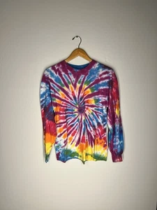 Hanes Beefy-T Rainbow Tie-Dye Long Sleeve Vintage 1990s Size L – Single Stitch - Picture 1 of 5