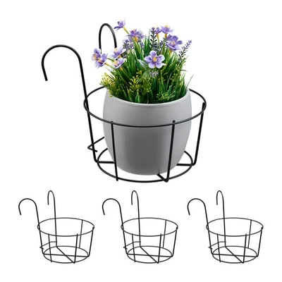 Blumentopf Halter 4er Set Balkonblumen Halterung Geländerblumentopf Hängetöpfe - Bild 1 von 4