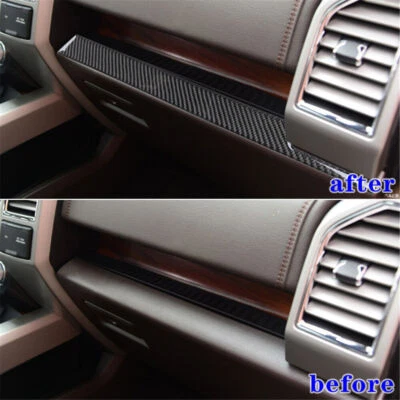 Cubierta de panel de tablero interior de fibra de carbono 2 piezas para Ford F-150 2015-2017 Foto 1 de 4