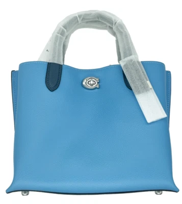 Bolso de Mano Coach Willow 24 Bloques de Color Cuero Guijarro Piscina Multi Plata Herrajes Foto 1 de 4