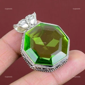 Cyber Monday Sale Natural Peridot Vintage Pendant Jewelry 925 Sterling Silver - Picture 1 of 7