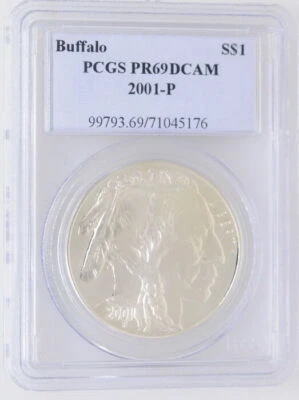 2001-P Buffalo Silver Proof Graded PCGS Pr69Dcam Commemorative - Image 1 of 4