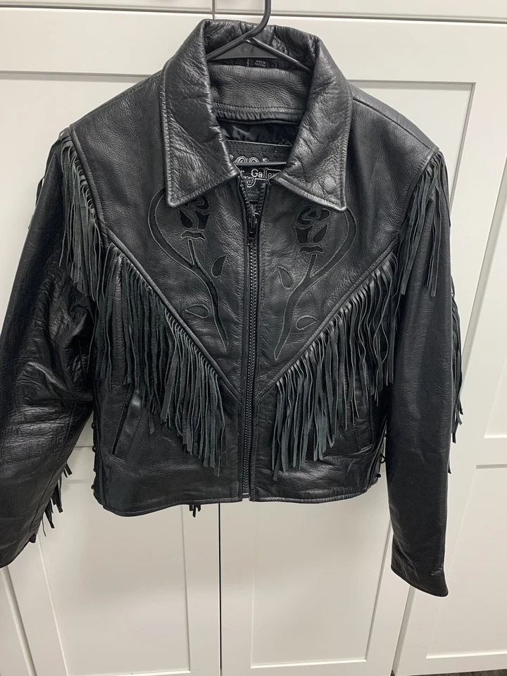 Chaqueta de cuero para mujer Leather Gallery - detalles rosas grande Foto 1 de 4