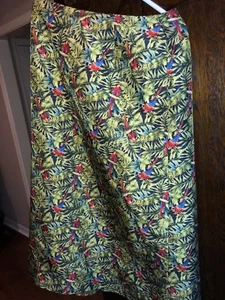 Harve Benard Parrot Jungle Rainforest Foliage Print Silk Wrap Skirt Size 10 - Picture 1 of 5