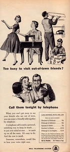 Bell Telephone Mom Sewing Girl Dress Boy Scout Dad Working Vintage Print Ad 1956 - Picture 1 of 4