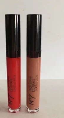 No7 High Shine Lip Gloss, Pink, Red, Nude, 8ml 0.27 US fl oz. Lot of 2, New - Image 1 of 2