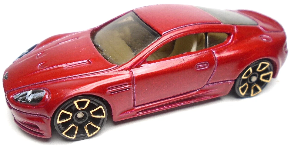 2011 HOT WHEELS ASTON MARTIN DBS RED 1:64 DIECAST 2 3/4" CAR WITH COPPER RIMS - Image 1 of 4
