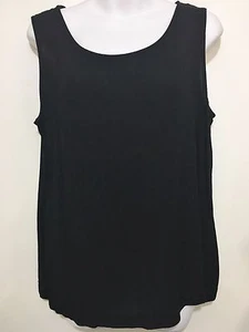 Karen Kane 12 Black Rayon Crinkly Sleeveless Pullover Shell Tank Top USA Made - Picture 1 of 4