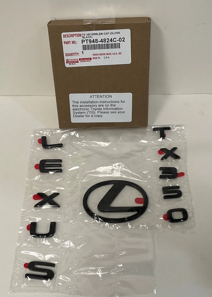 LEXUS OEM FACTORY BLACK EMBLEM OVERLAYS 2024 TX350 PT948-4824C-02 - Image 1 of 1