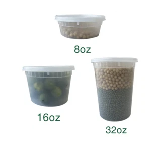 Paquete combinado de 24 - 8 recipientes de plástico para sopa/alimentos de 32 oz con tapas - Imagen 1 de 12