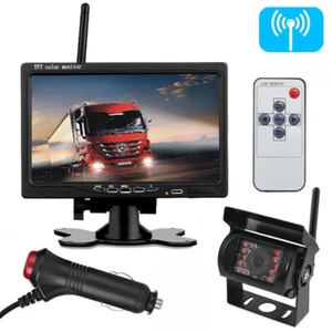 Wireless IR Rear View Backup Camera + 7" HD Screen Monitor for RVs Truck Trailer - Picture 1 of 17