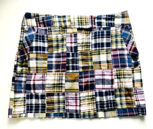 J. Crew Woman 8 Madras Patchwork Plaid Mini Skirt Y2K Preppy Hippie Retro - Picture 1 of 13