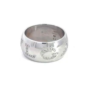 Bulgari Diamond Gold Dome Ring 18k White Engraved Gem Band Size 6.5 - Picture 1 of 7