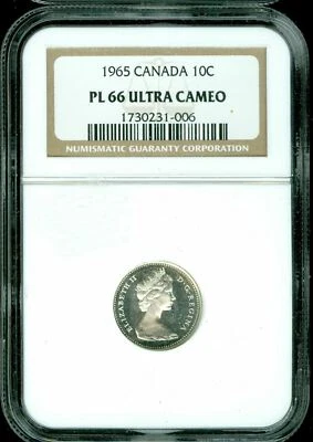 1965 CANADA 10 CENTS NGC PL66 ULTRA HEAVY CAMEO * - Image 1 of 4