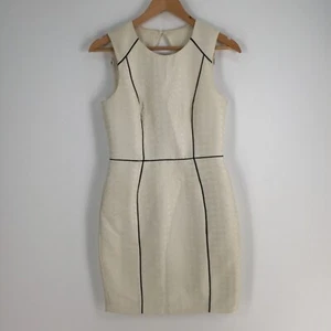 H&M womens dress size US 6 aus 8 ivory pencil sleeveless round neck zip 021325 - Picture 1 of 12