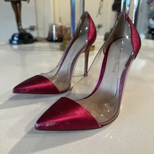 Gianvito Rossi Metallic Pink Leather And Pvc Plexi Pumps EU 36 US 6 - Picture 1 of 12