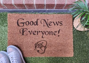 Custom Door Mat Good News Everyone Coir Doormat Housewarming Funny Gift - Picture 1 of 3