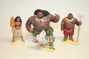 Lot of 4 Disney Moana Toy Figures Moana, Maui, Tui, Pua & Heihei Cake Toppers - Picture 1 of 7